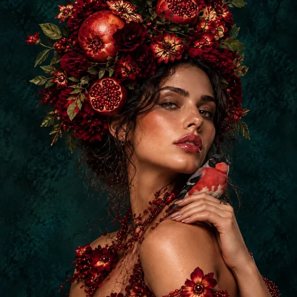 Volledig kunstwerk: Renaissance Pomegranate Crown Portrait