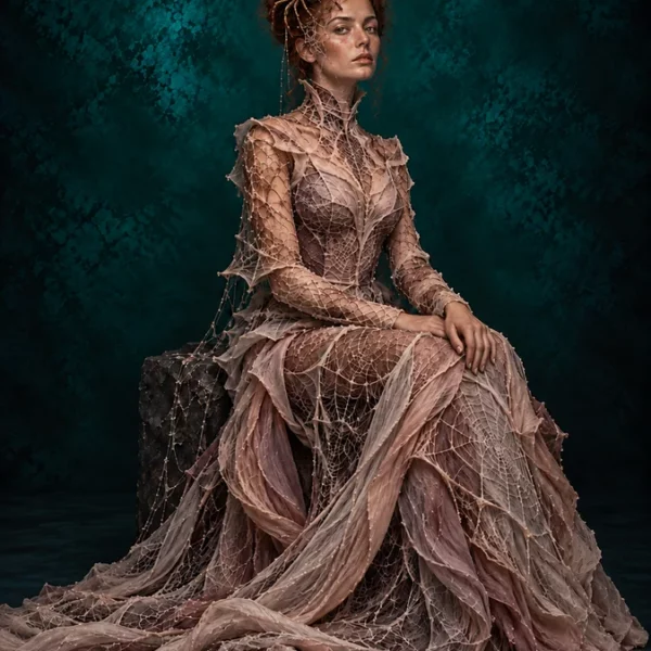 Volledig kunstwerk: Mauve Couture on Teal Stone