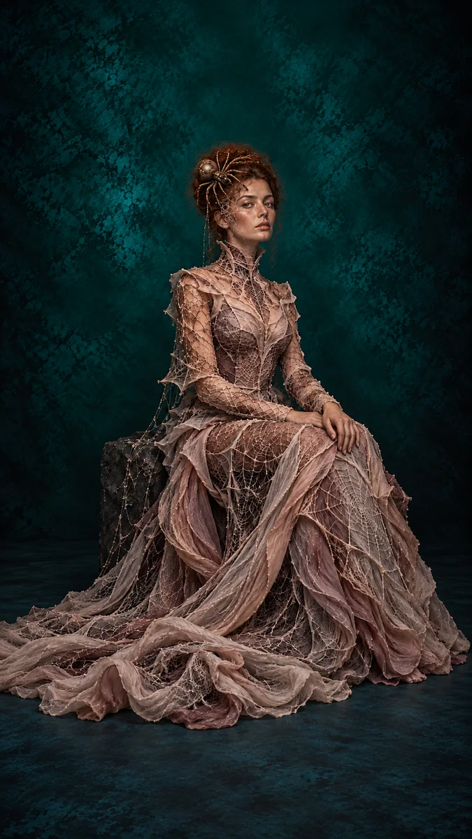 Volledig kunstwerk: Mauve Couture on Teal Stone