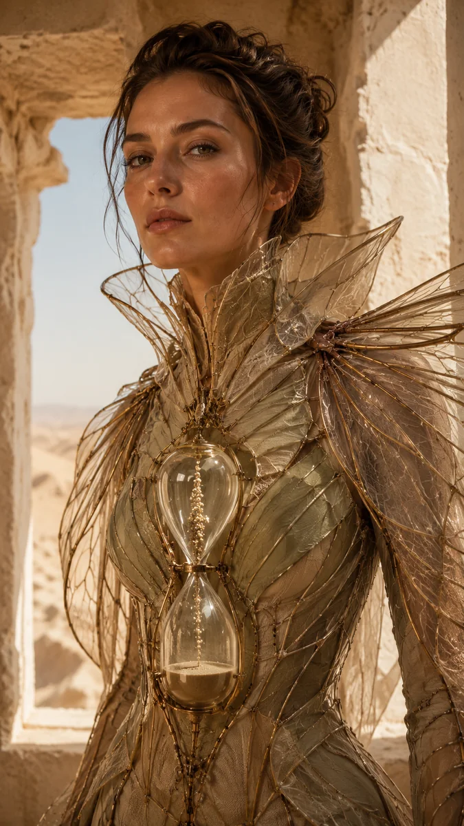 Volledig kunstwerk: Desert Oracle in Winged Couture