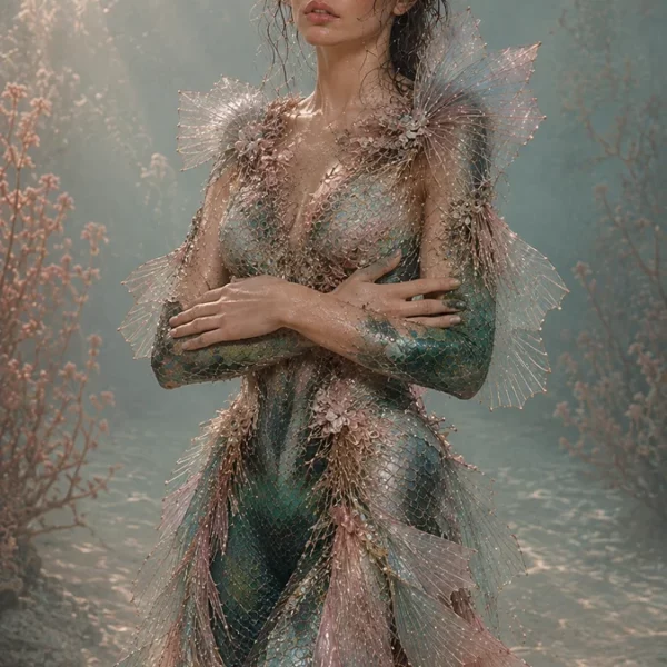 Volledig kunstwerk: Emerald muse with fish-eye crown