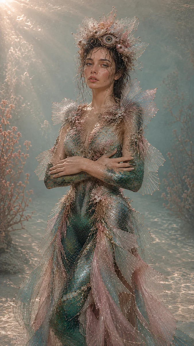 Volledig kunstwerk: Emerald muse with fish-eye crown