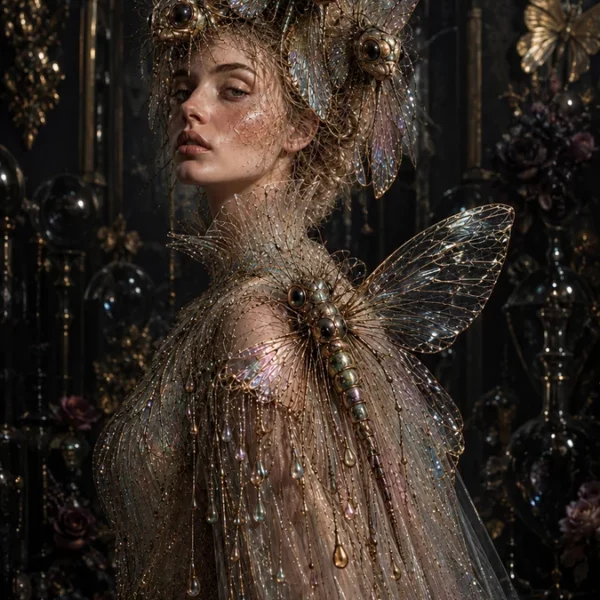 Volledig kunstwerk: Gothic Iridescent Insect Queen