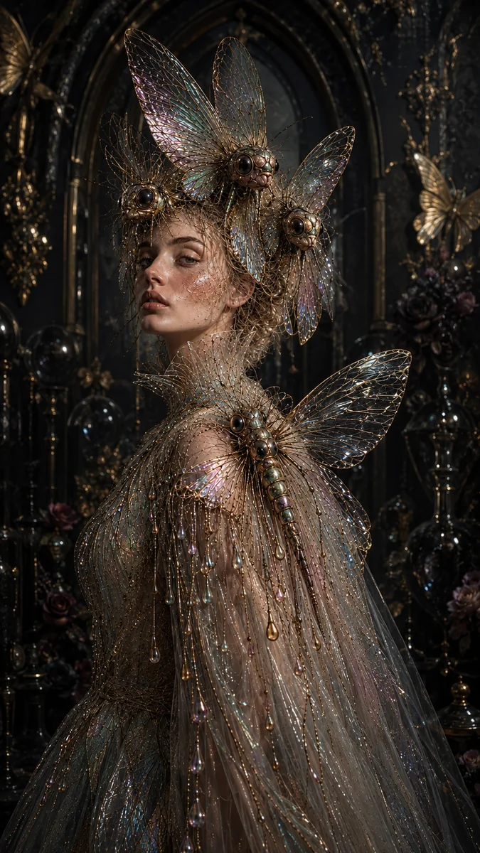 Volledig kunstwerk: Gothic Iridescent Insect Queen