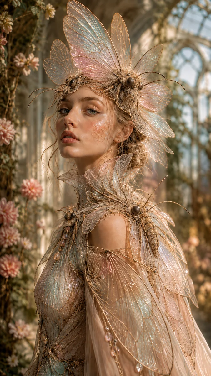 Volledig kunstwerk: Enchanted Mothwing Garden Portrait