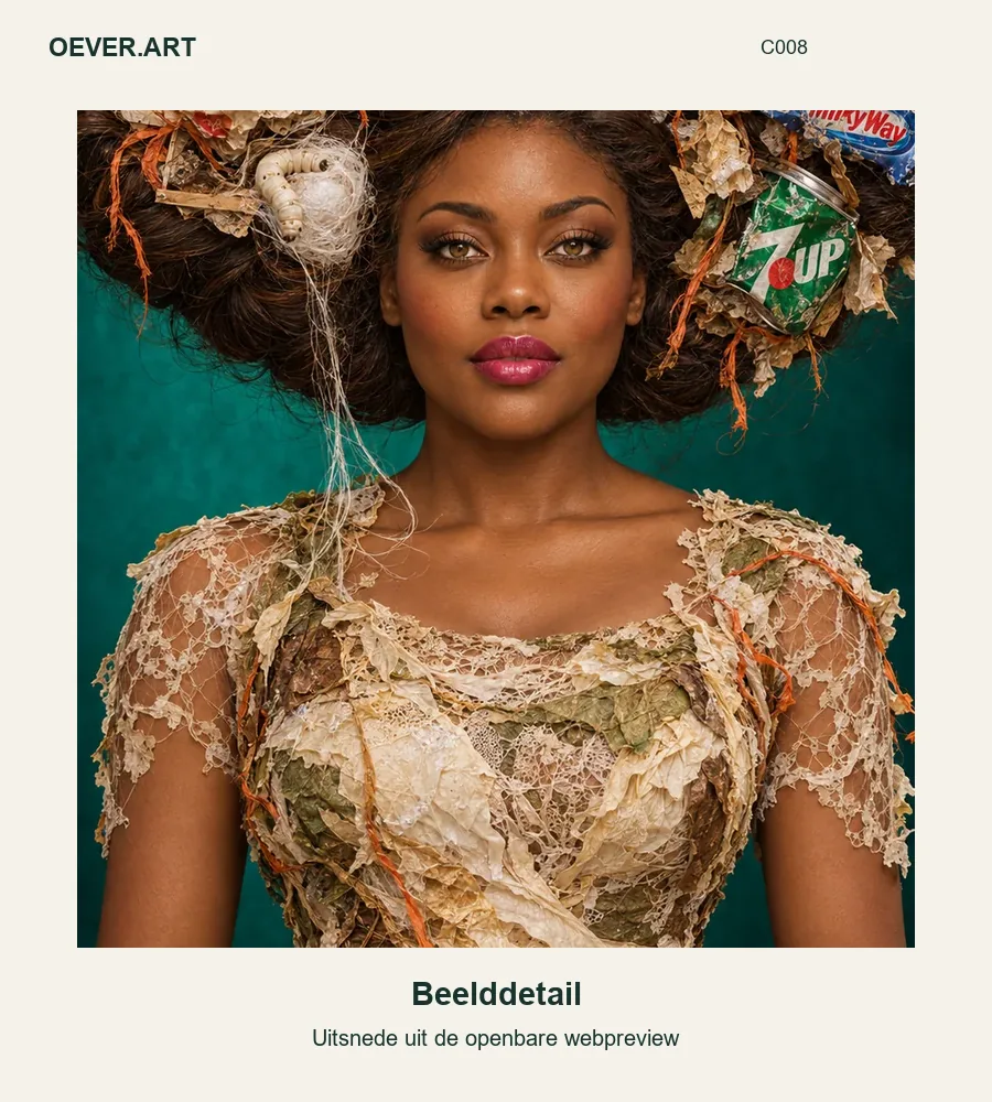 Recycled silk crown with silkworm — beelddetail uit openbare webpreview