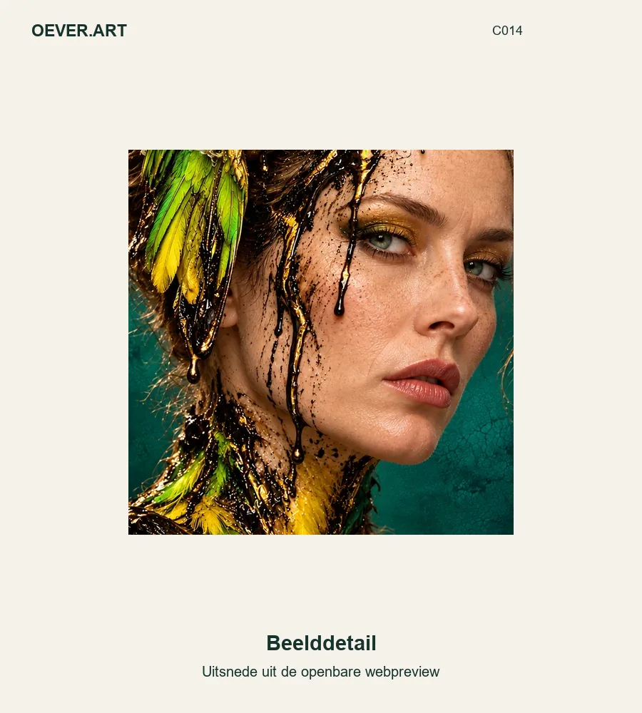 Chartreuse Kingfisher, Black-Gold Drips — beelddetail uit openbare webpreview