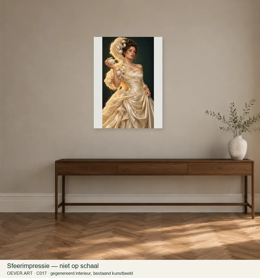 Silkworm to couture — sfeerimpressie in gegenereerd interieur; niet op schaal