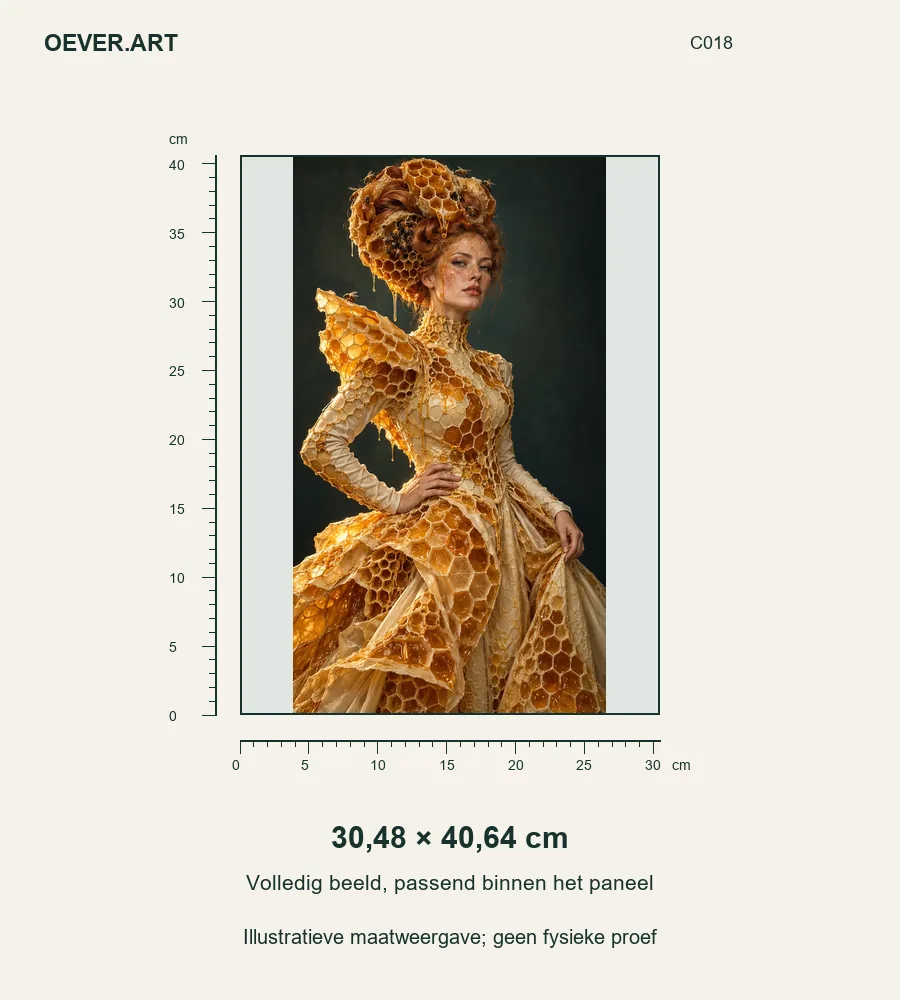 The Honeycomb Girl — illustratieve maatweergave 30,48 × 40,64 cm; geen fysieke proef
