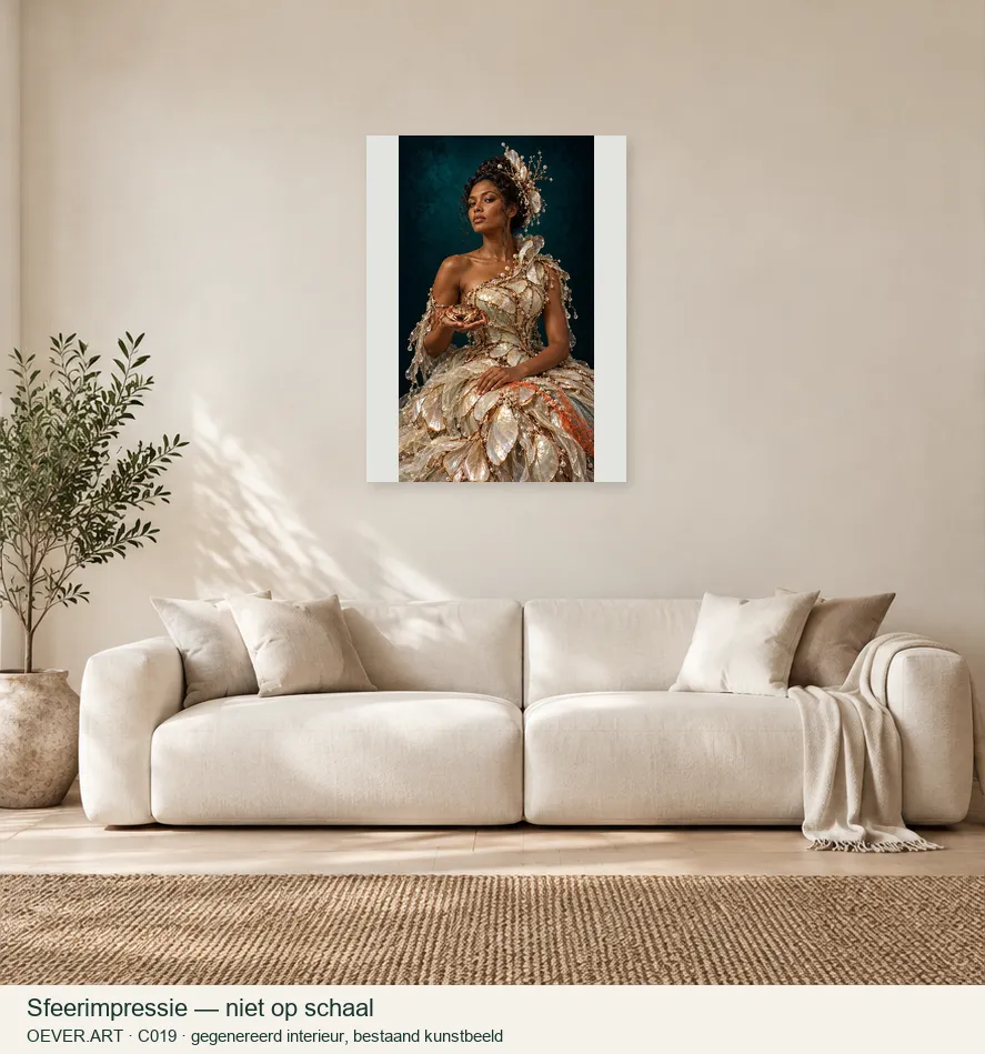 Pearl Witness with Shore Crab — sfeerimpressie in gegenereerd interieur; niet op schaal