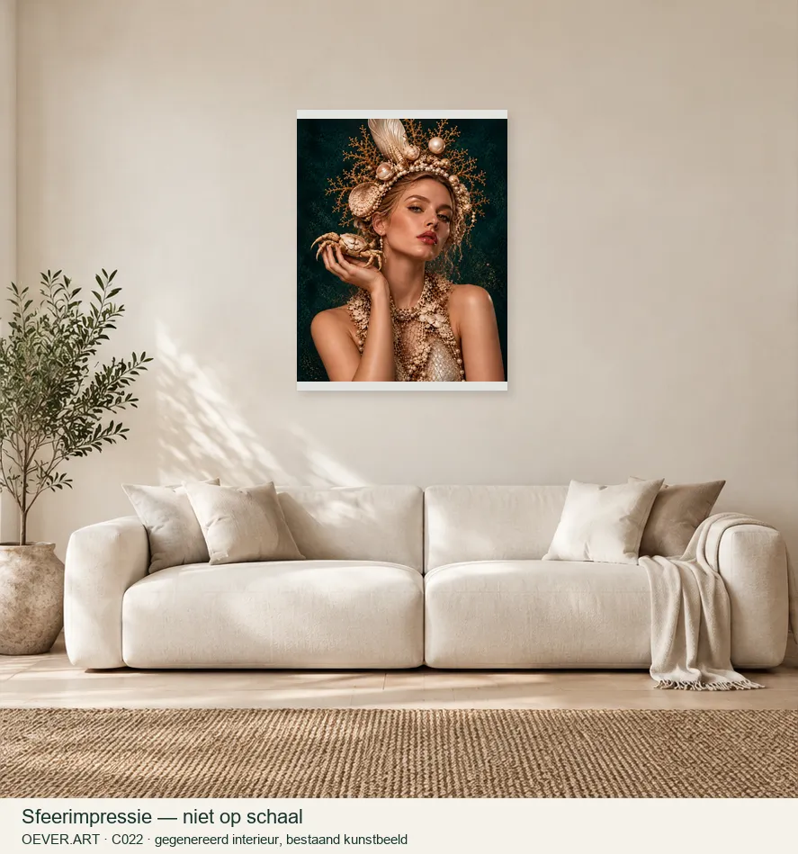 Golden Coral Sea Queen — sfeerimpressie in gegenereerd interieur; niet op schaal