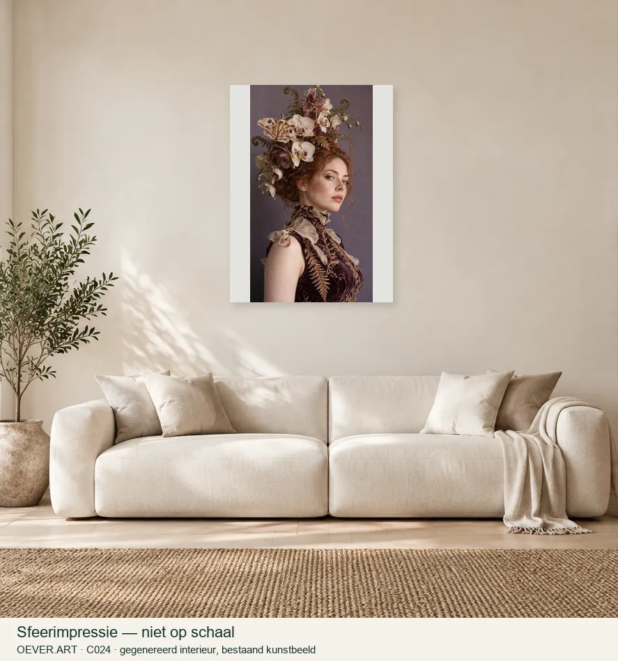 Orchid Moth Couture Portrait — sfeerimpressie in gegenereerd interieur; niet op schaal
