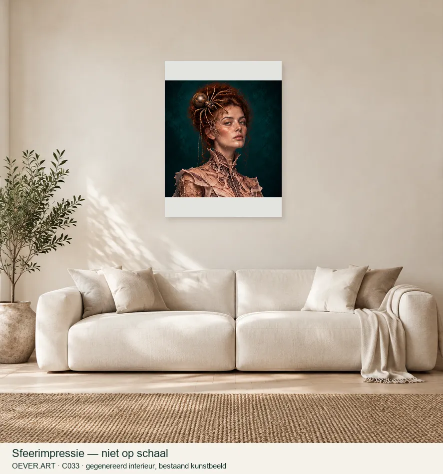 Auburn Muse with Bronze Spider — sfeerimpressie in gegenereerd interieur; niet op schaal