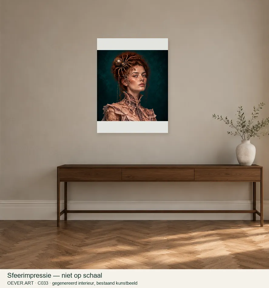 Auburn Muse with Bronze Spider — sfeerimpressie in gegenereerd interieur; niet op schaal