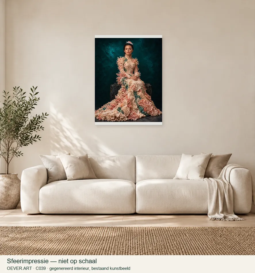 Coral muse with sea slug — sfeerimpressie in gegenereerd interieur; niet op schaal