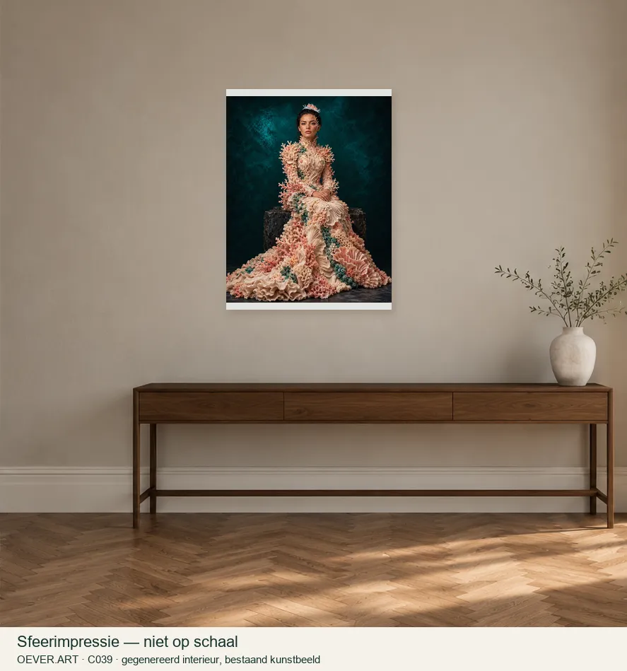 Coral muse with sea slug — sfeerimpressie in gegenereerd interieur; niet op schaal