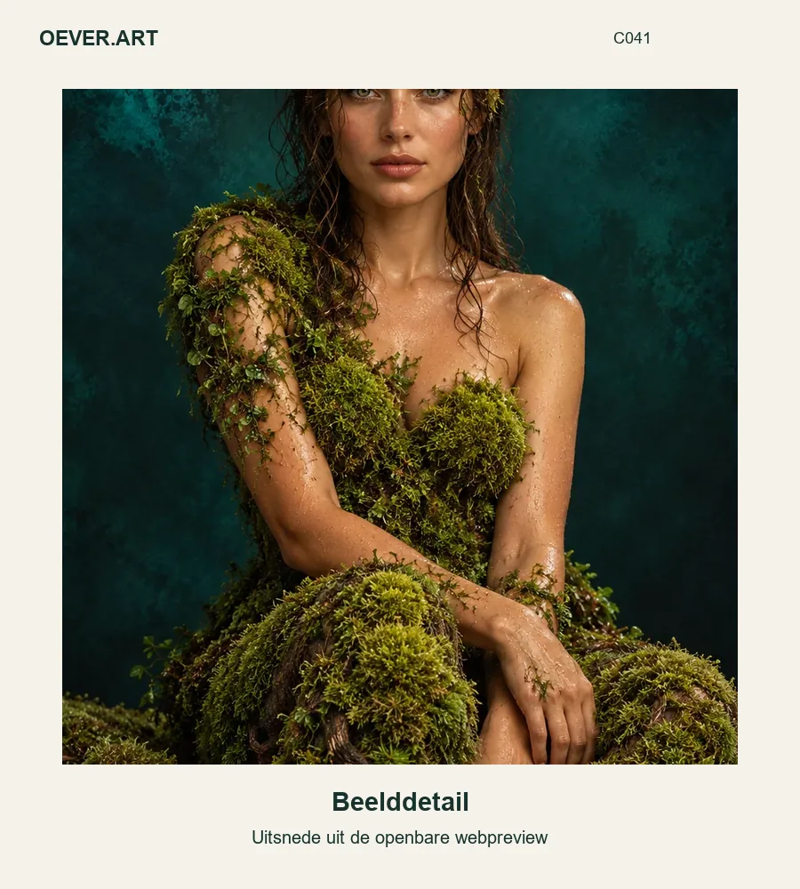 Moss muse and glass frog — beelddetail uit openbare webpreview