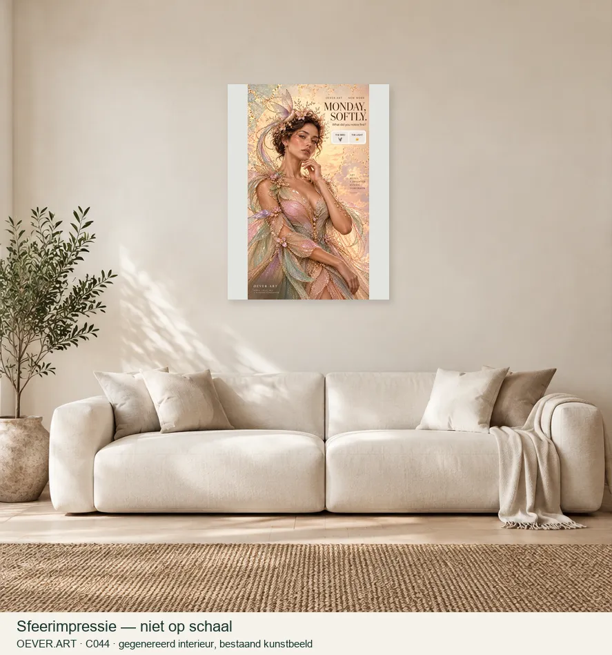 Ethereal Couture Muse at Golden Hour — sfeerimpressie in gegenereerd interieur; niet op schaal