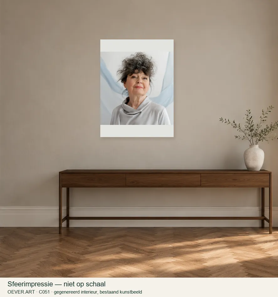 Porcelain Air — sfeerimpressie in gegenereerd interieur; niet op schaal