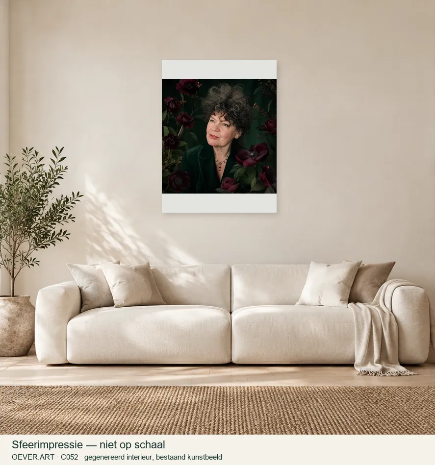 Botanical Nocturne — sfeerimpressie in gegenereerd interieur; niet op schaal