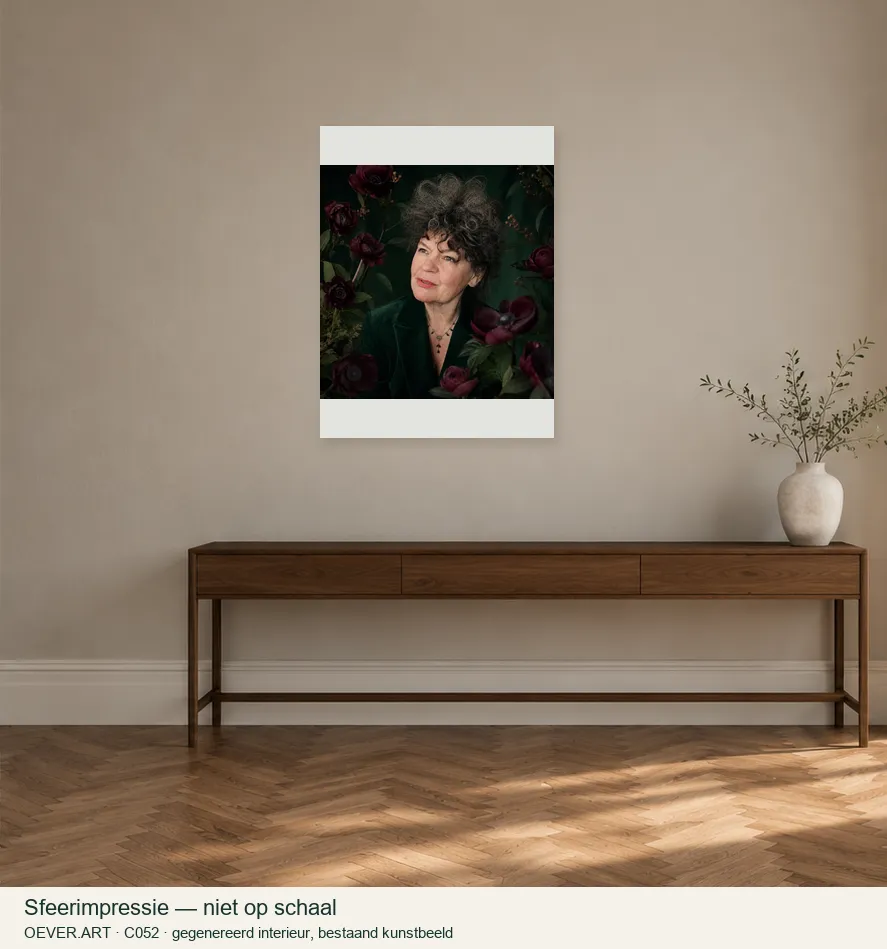 Botanical Nocturne — sfeerimpressie in gegenereerd interieur; niet op schaal