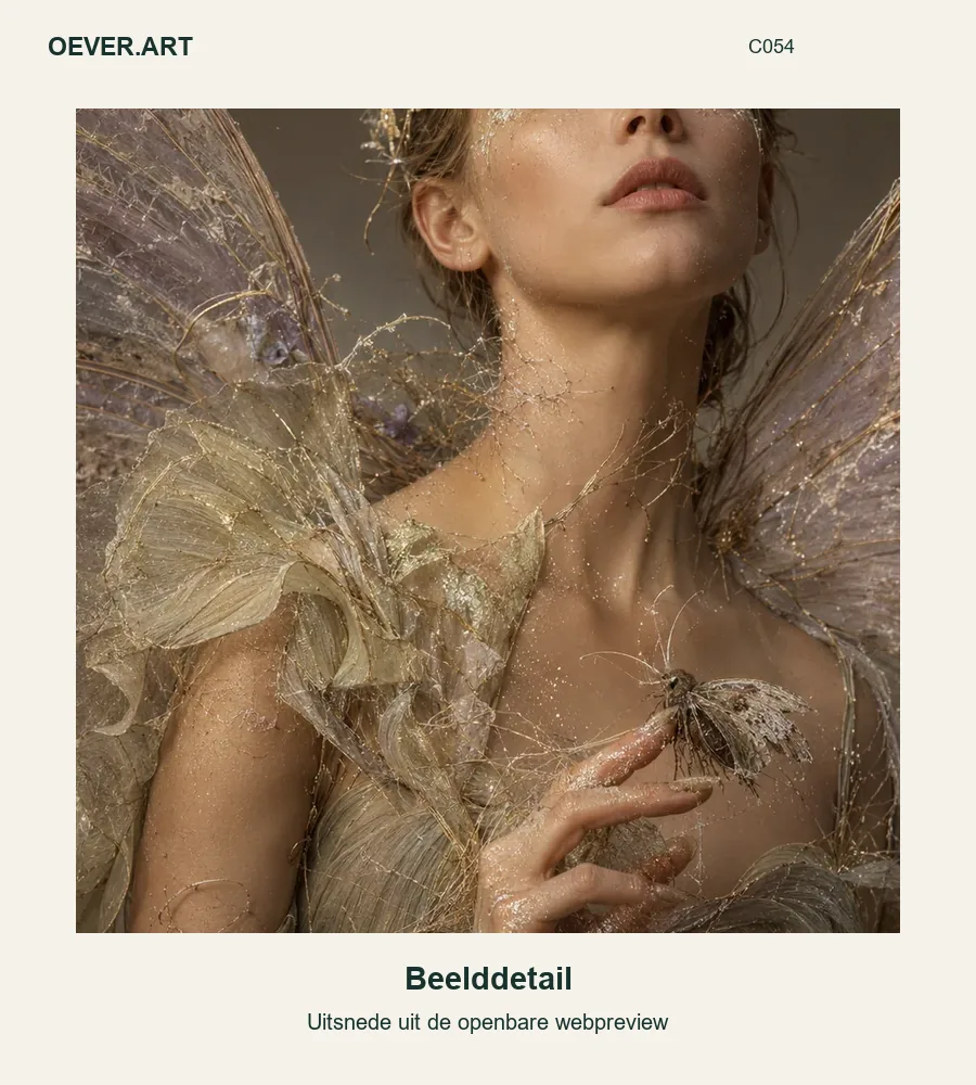 Feeënkoningin met mot op haar hand — beelddetail uit openbare webpreview