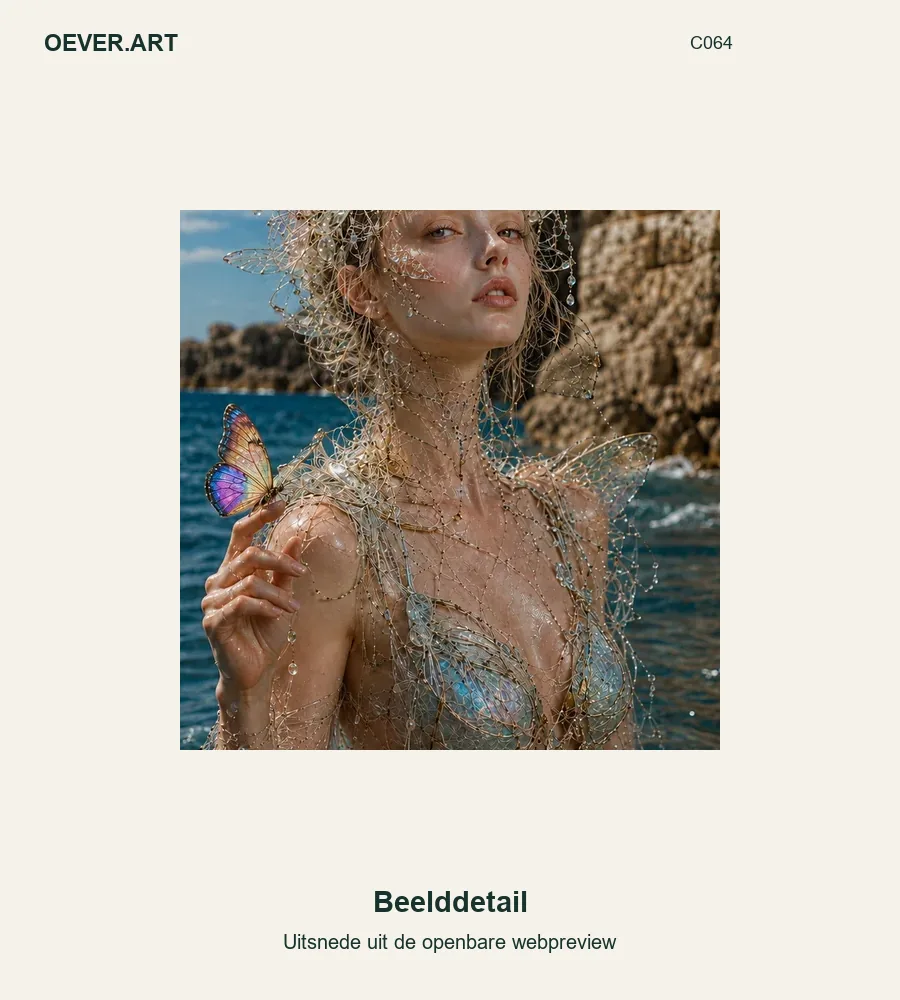 Iridescente Zeekoningin met Vlinder — beelddetail uit openbare webpreview