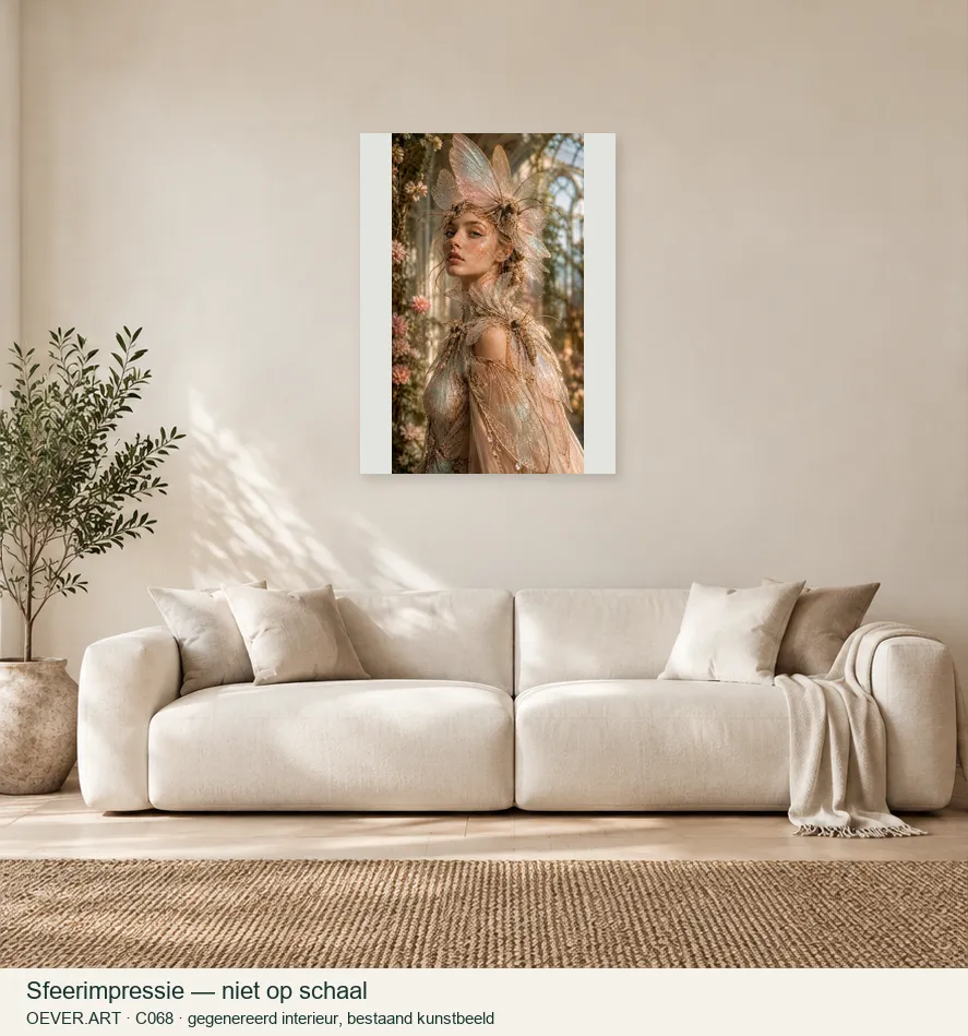 Enchanted Mothwing Garden Portrait — sfeerimpressie in gegenereerd interieur; niet op schaal