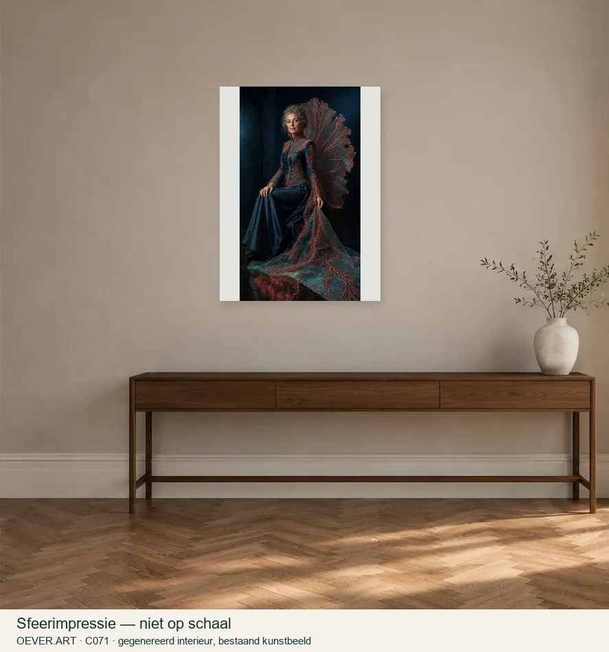 Coral lace matriarch — sfeerimpressie in gegenereerd interieur; niet op schaal