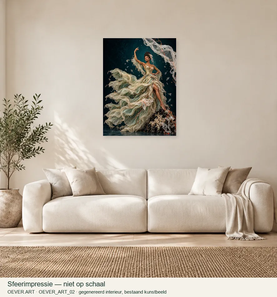 Dressed in Drift — sfeerimpressie in gegenereerd interieur; niet op schaal