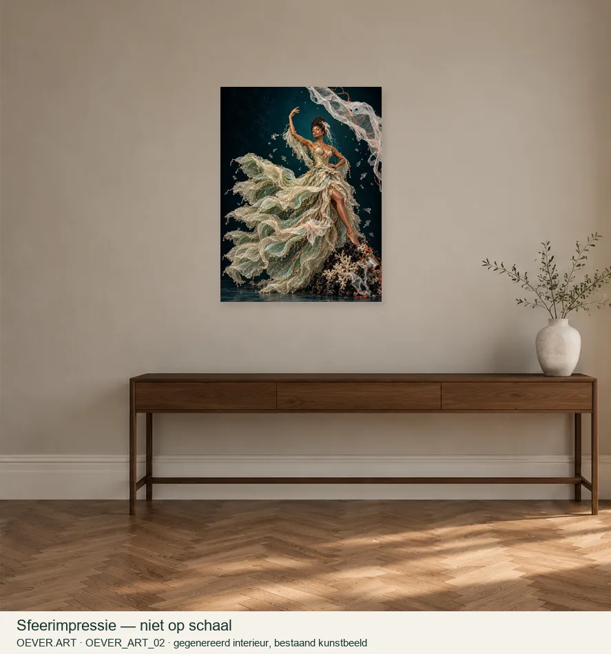 Dressed in Drift — sfeerimpressie in gegenereerd interieur; niet op schaal
